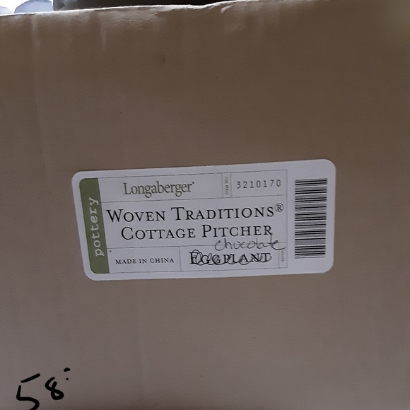 Longaberger  woven traditions chocolate cottage pitcher - Picture 2 of 6